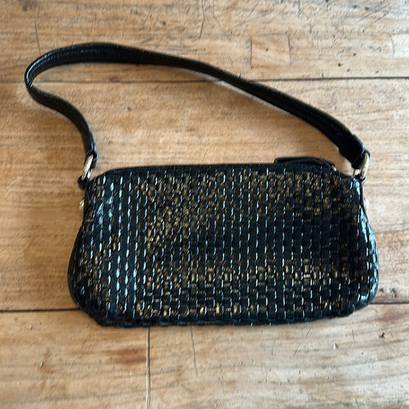 Elliott Lucca Black Woven Leather Shoulder Bag | Small & Stylish EUC - Picture 6 of 12